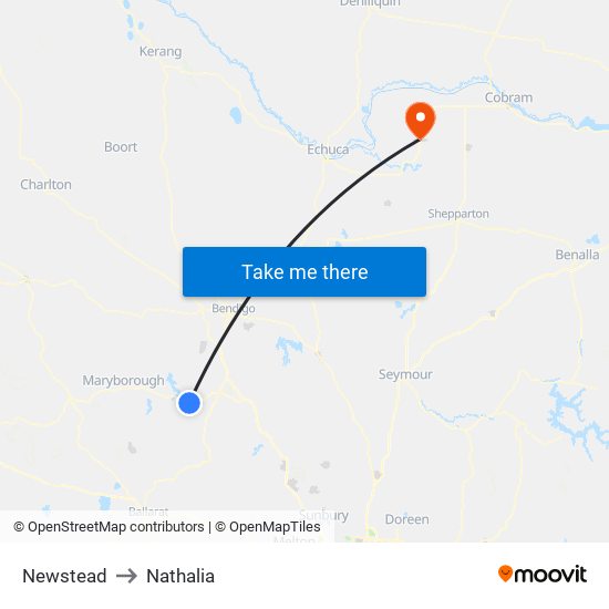 Newstead to Nathalia map