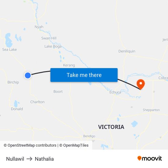 Nullawil to Nathalia map