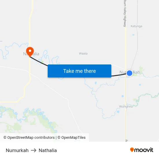 Numurkah to Nathalia map