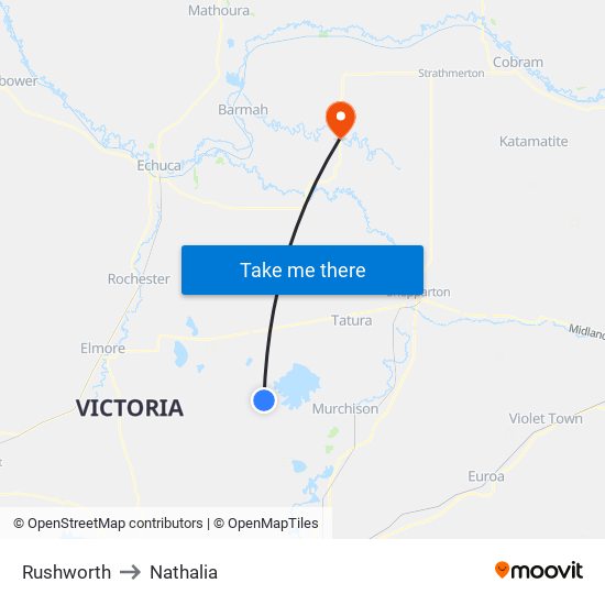 Rushworth to Nathalia map