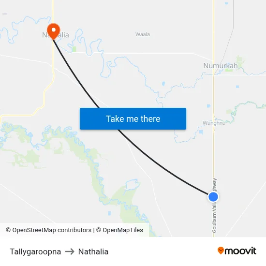 Tallygaroopna to Nathalia map