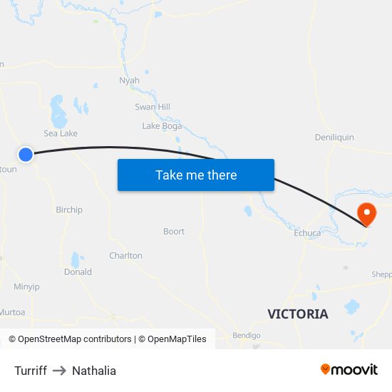 Turriff to Nathalia map