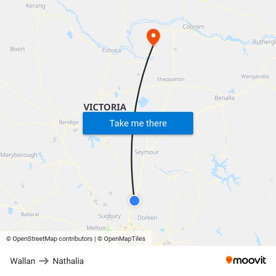 Wallan to Nathalia map