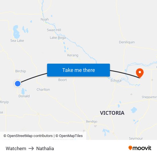 Watchem to Nathalia map