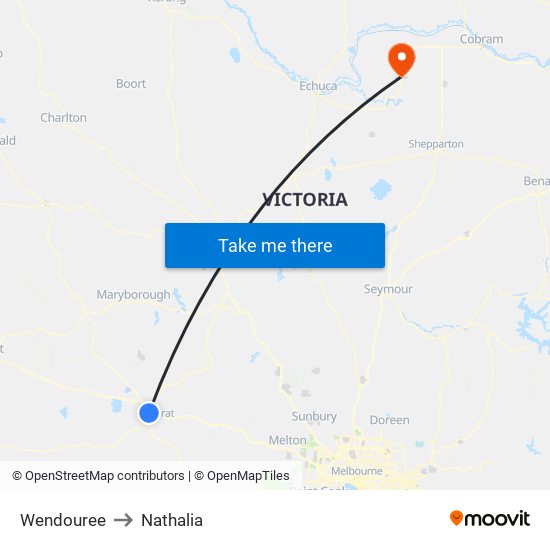 Wendouree to Nathalia map