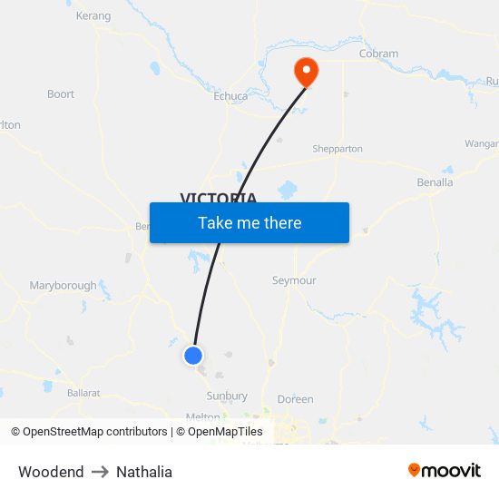 Woodend to Nathalia map