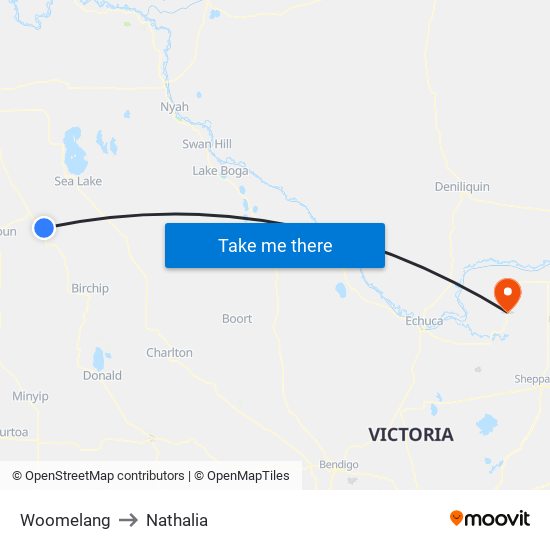 Woomelang to Nathalia map