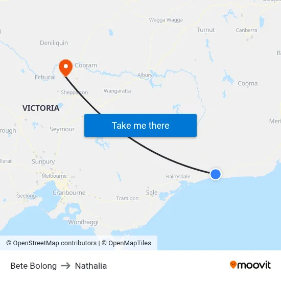 Bete Bolong to Nathalia map