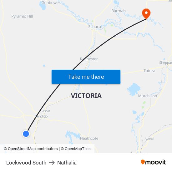 Lockwood South to Nathalia map