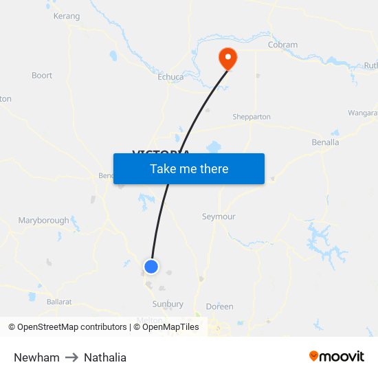 Newham to Nathalia map