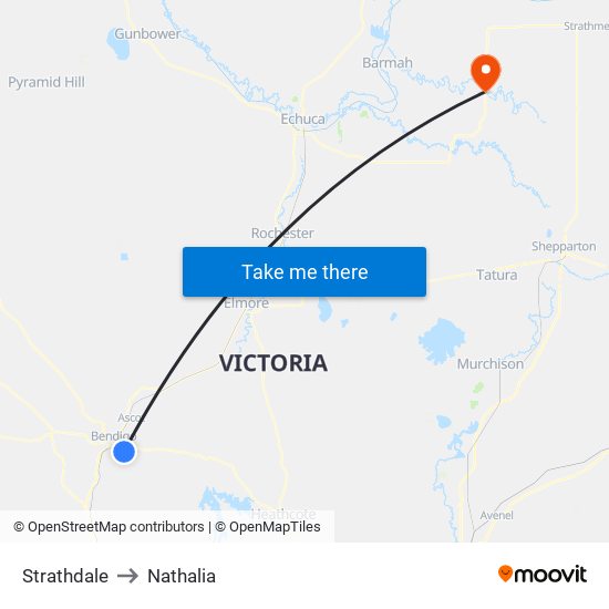 Strathdale to Nathalia map