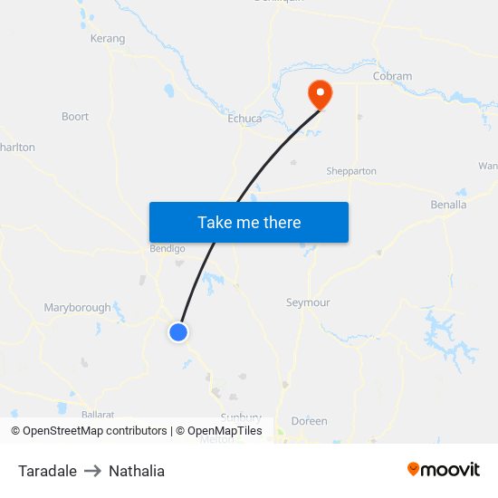 Taradale to Nathalia map