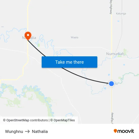 Wunghnu to Nathalia map