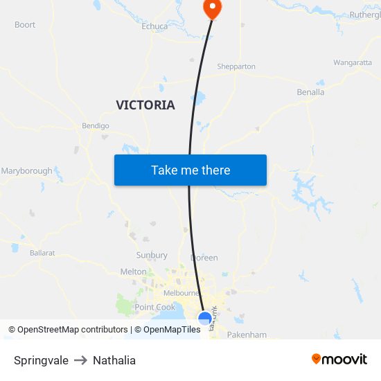 Springvale to Nathalia map