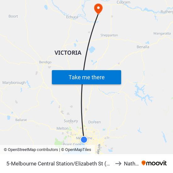 5-Melbourne Central Station/Elizabeth St (Melbourne City) to Nathalia map