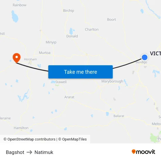 Bagshot to Natimuk map