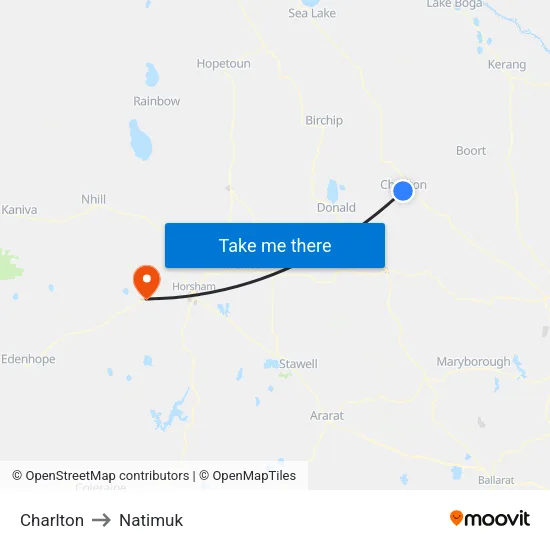 Charlton to Natimuk map