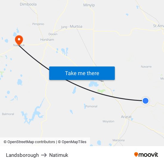 Landsborough to Natimuk map