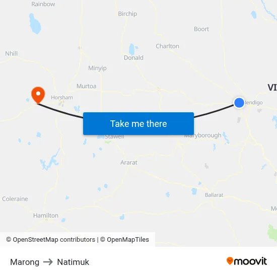 Marong to Natimuk map