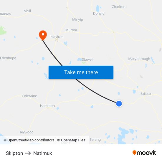 Skipton to Natimuk map