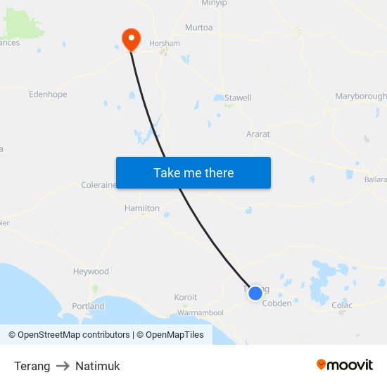 Terang to Natimuk map