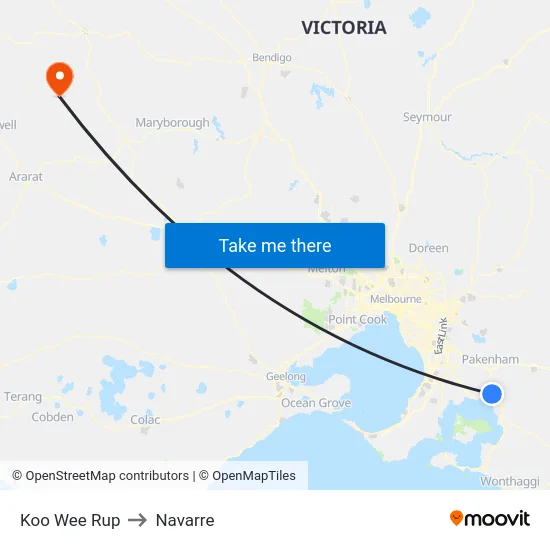 Koo Wee Rup to Navarre map