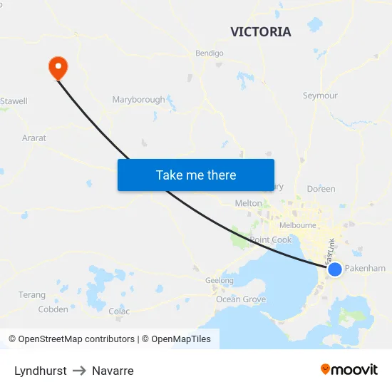 Lyndhurst to Navarre map