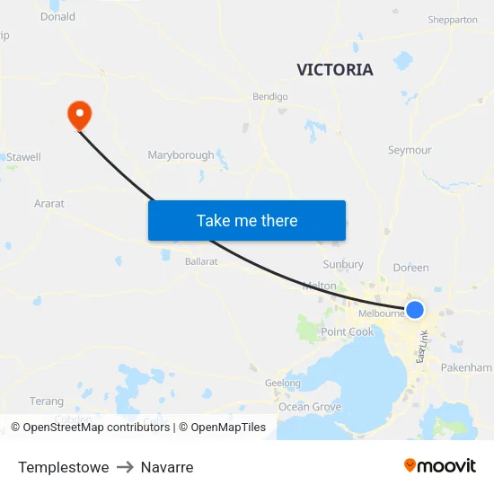 Templestowe to Navarre map