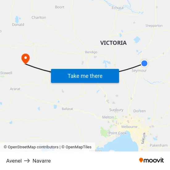 Avenel to Navarre map
