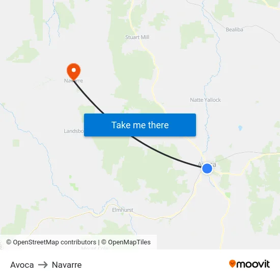 Avoca to Navarre map