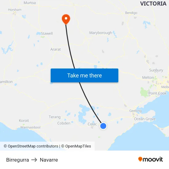 Birregurra to Navarre map