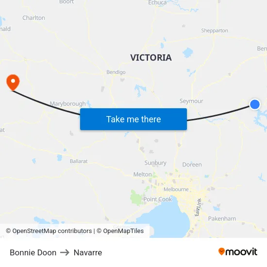 Bonnie Doon to Navarre map