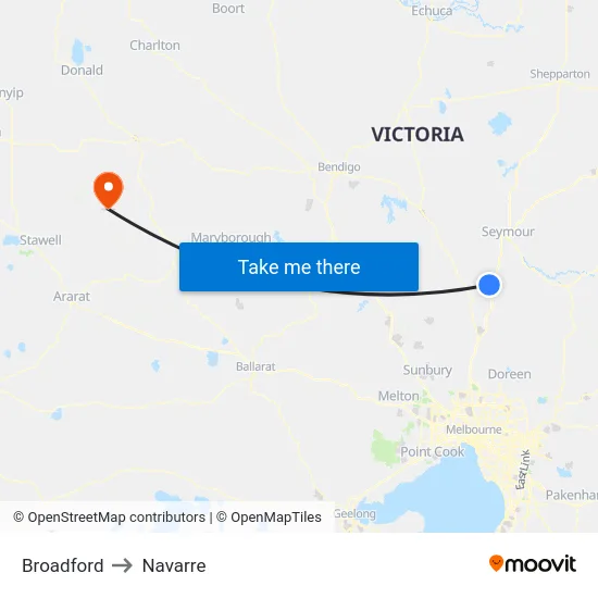 Broadford to Navarre map