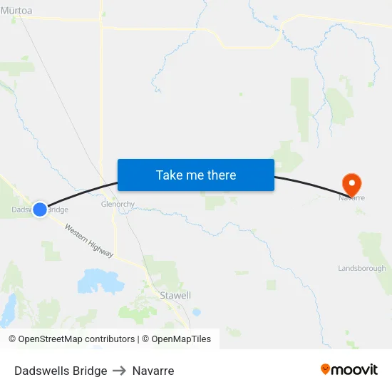 Dadswells Bridge to Navarre map