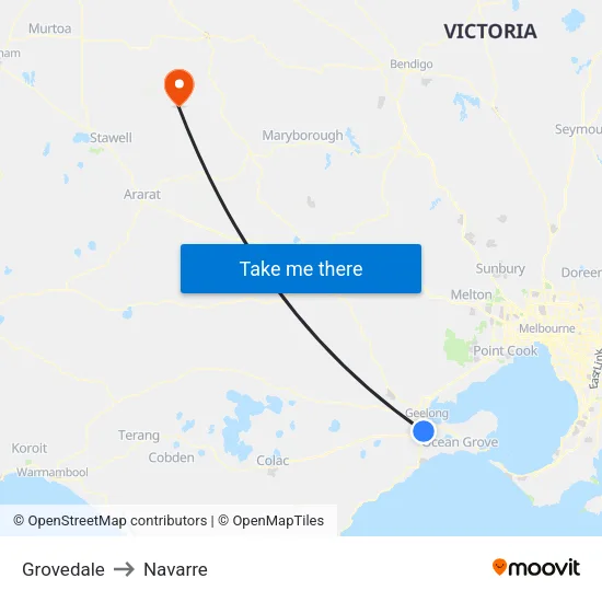 Grovedale to Navarre map