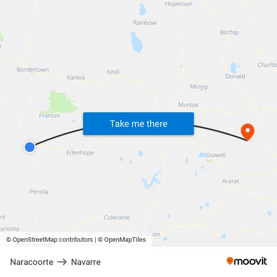 Naracoorte to Navarre map