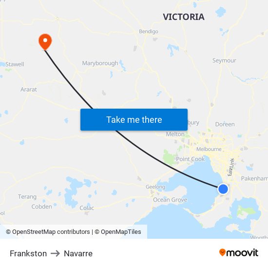 Frankston to Navarre map