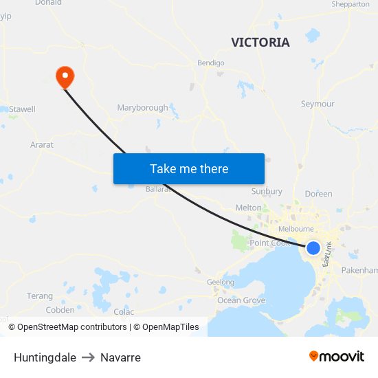 Huntingdale to Navarre map