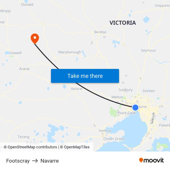 Footscray to Navarre map