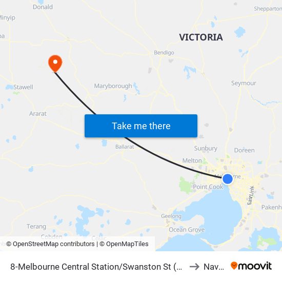 8-Melbourne Central Station/Swanston St (Melbourne City) to Navarre map