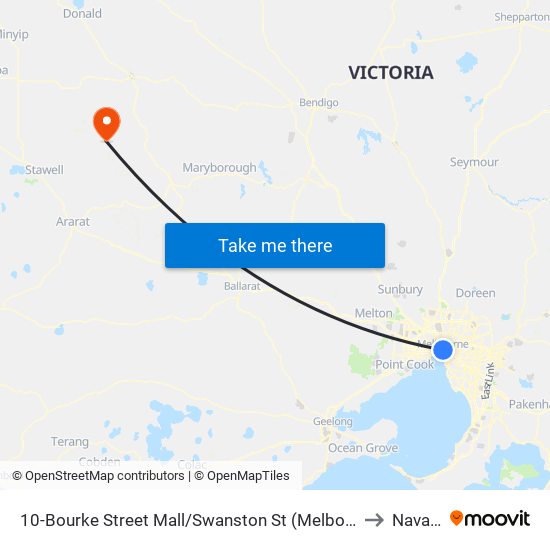 10-Bourke Street Mall/Swanston St (Melbourne City) to Navarre map