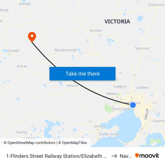 1-Flinders Street Railway Station/Elizabeth St (Melbourne City) to Navarre map