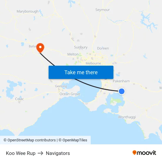 Koo Wee Rup to Navigators map