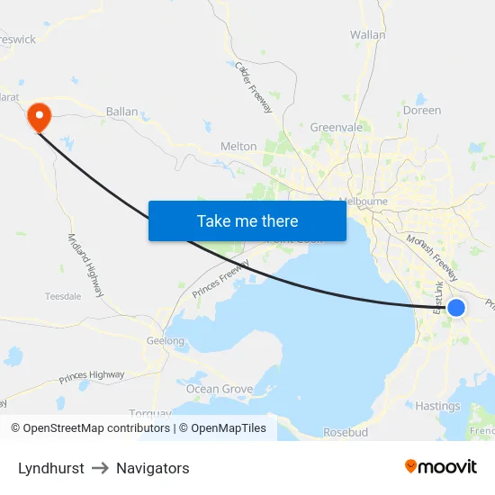 Lyndhurst to Navigators map