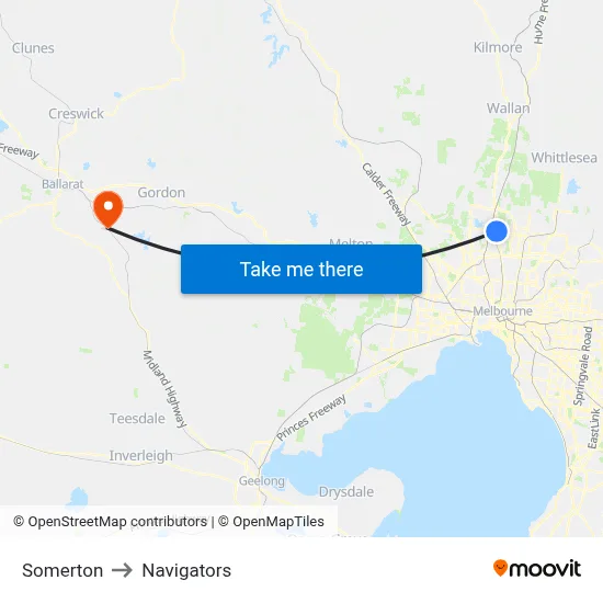 Somerton to Navigators map