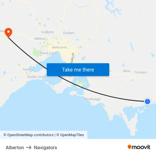 Alberton to Navigators map
