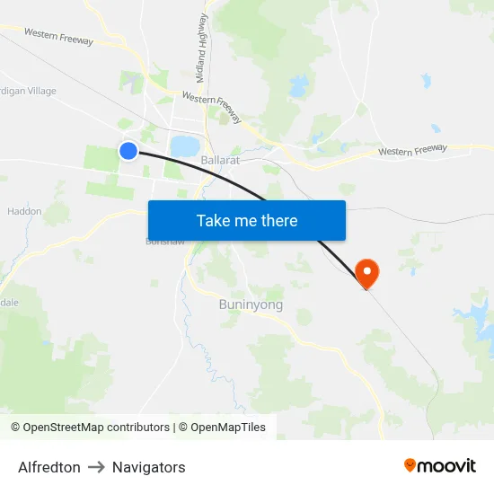 Alfredton to Navigators map