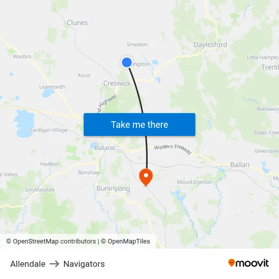 Allendale to Navigators map