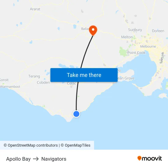 Apollo Bay to Navigators map