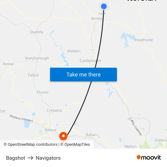 Bagshot to Navigators map